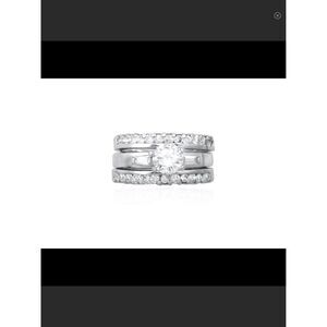 3 Ct. Three Pc. Round & Baguette Sim Diamond Bridal/Wedding Ring Set Sz 8